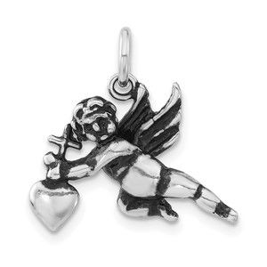Sterling Silver Polished &  Antiqued Cupid Charm